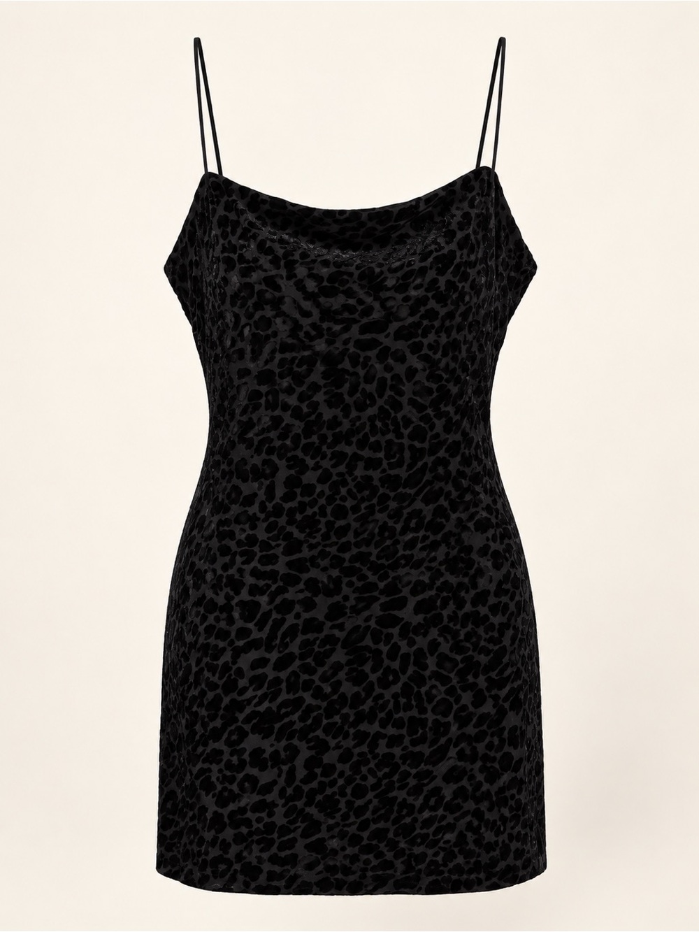 Wild Fable Black Tonal Leopard Spaghetti Strap Mini Dress | Size L